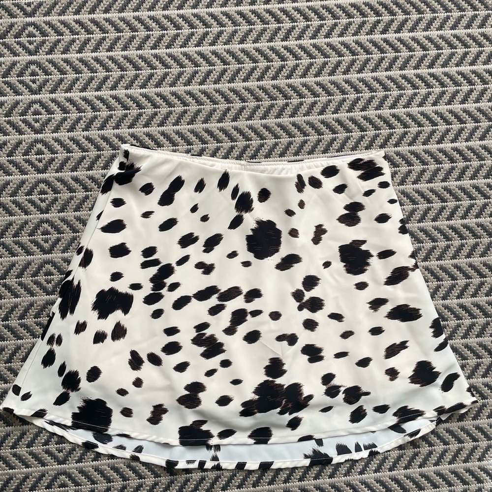 Abercrombie & Fitch Black and White Dalmatian Print Skater Skirt